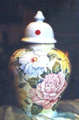 Albisola ceramics Art - Vase in majolica painted
with various floral scenes 
